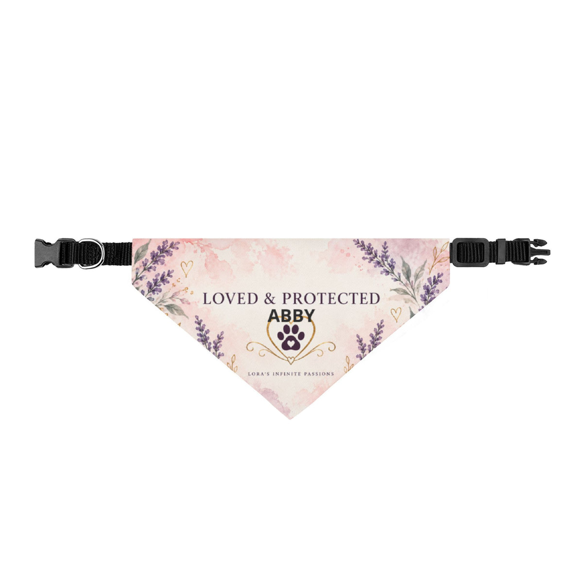 Loved & Protected Personalized Pet Bandana — Custom Name