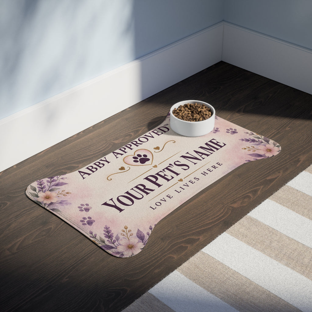 Abby Approved™ Personalized Pet Feeding Mat — Love Lives Here