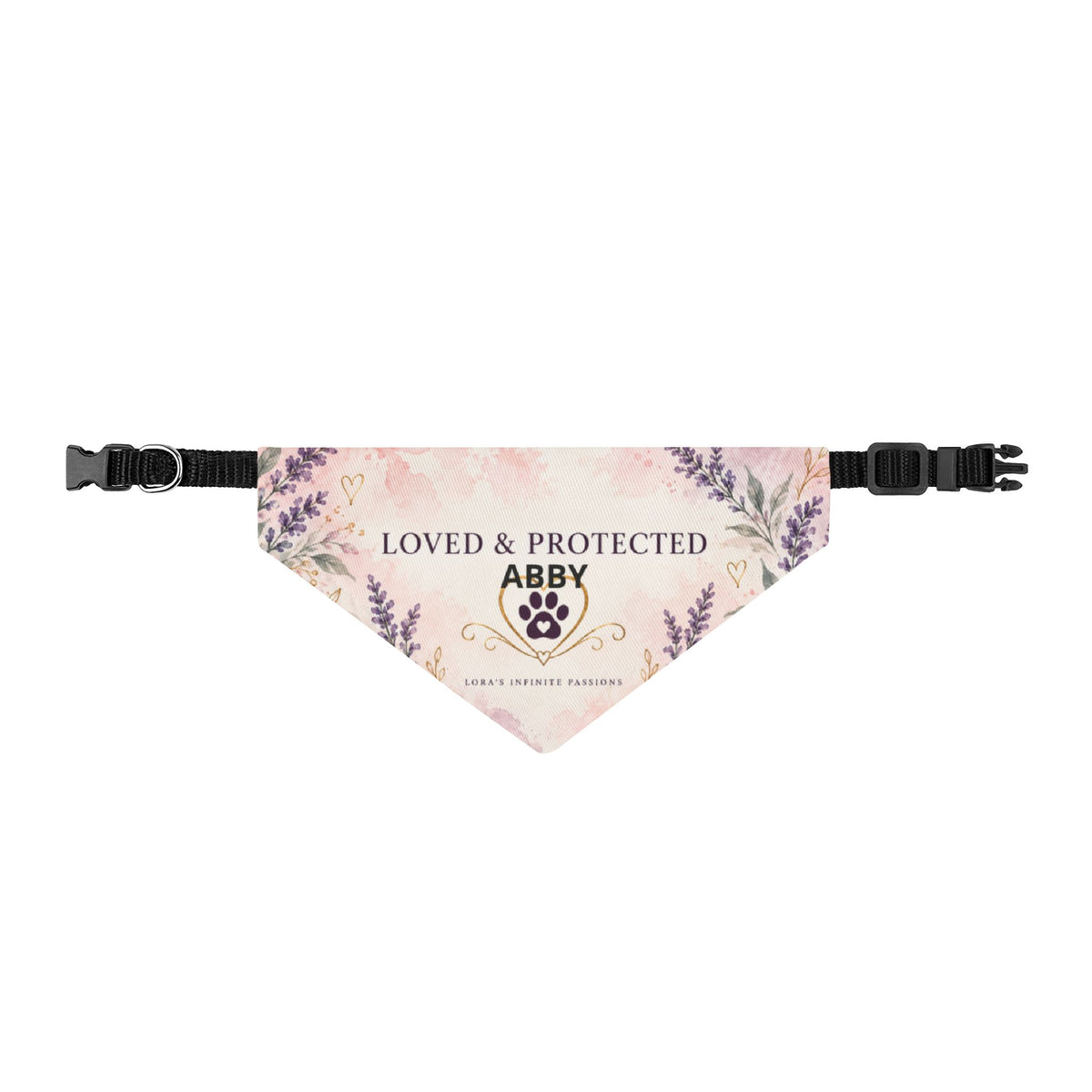 Loved & Protected Personalized Pet Bandana — Custom Name
