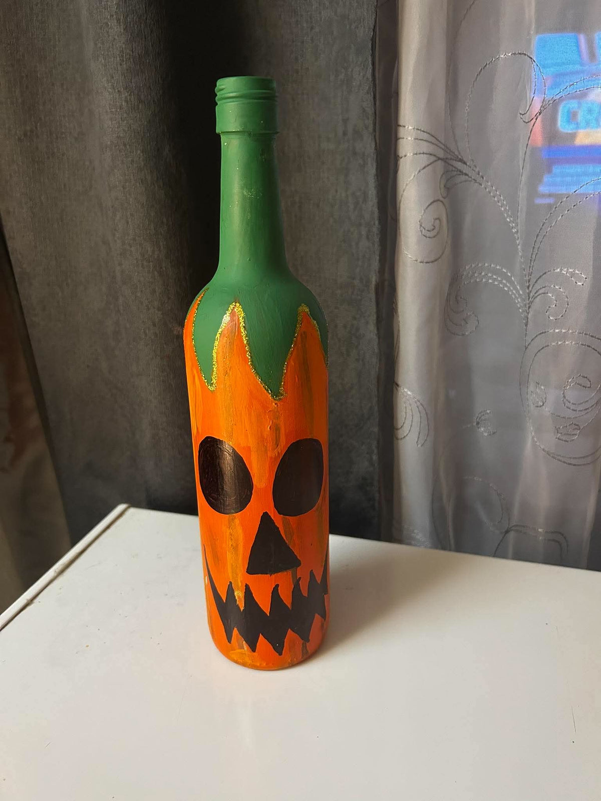 Hand-painted Halloween BOO-tle #2 — Pumpkin King